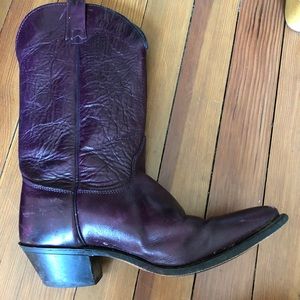 Purple leather cowboy boots